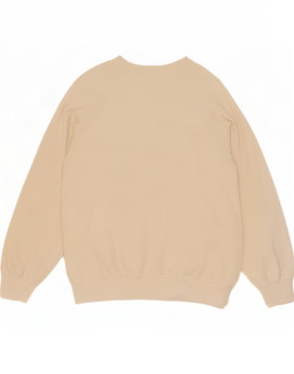 Suéter feminino vintage com gola canoa UK 18 XL algodão branco