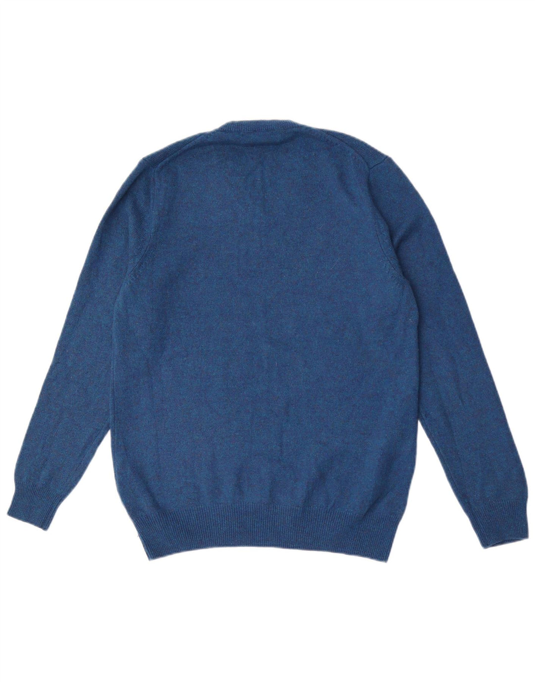 Suéter masculino Marks & Spencer com decote em V grande lã manchada azul