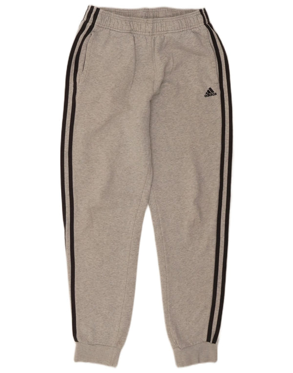 Adidas meninos calças de treino joggers 13-14 anos cinza manchado algodão