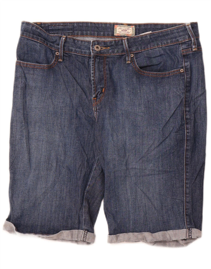 Shorts jeans feminino Levi's 545 Bermuda US 10 grande W34 azul algodão