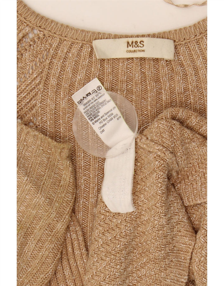 Suéter cardigã feminino grande Marks & Spencer Reino Unido 10 pequeno bege manchado