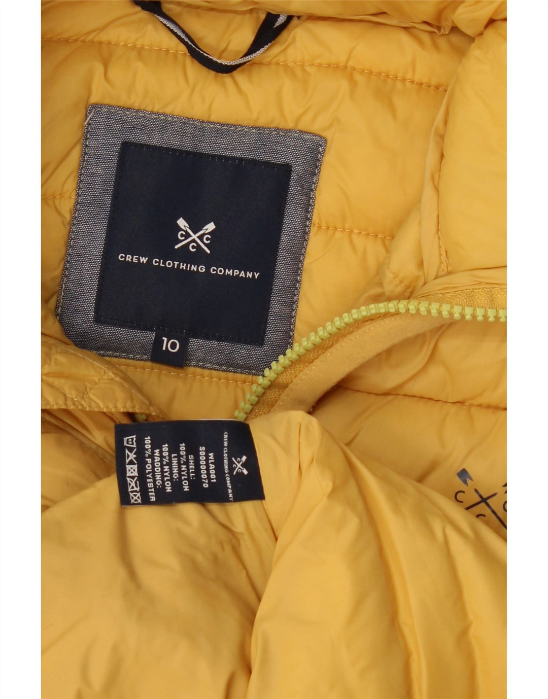 CREW CLOTHING Colete acolchoado feminino UK 10 pequeno nylon amarelo