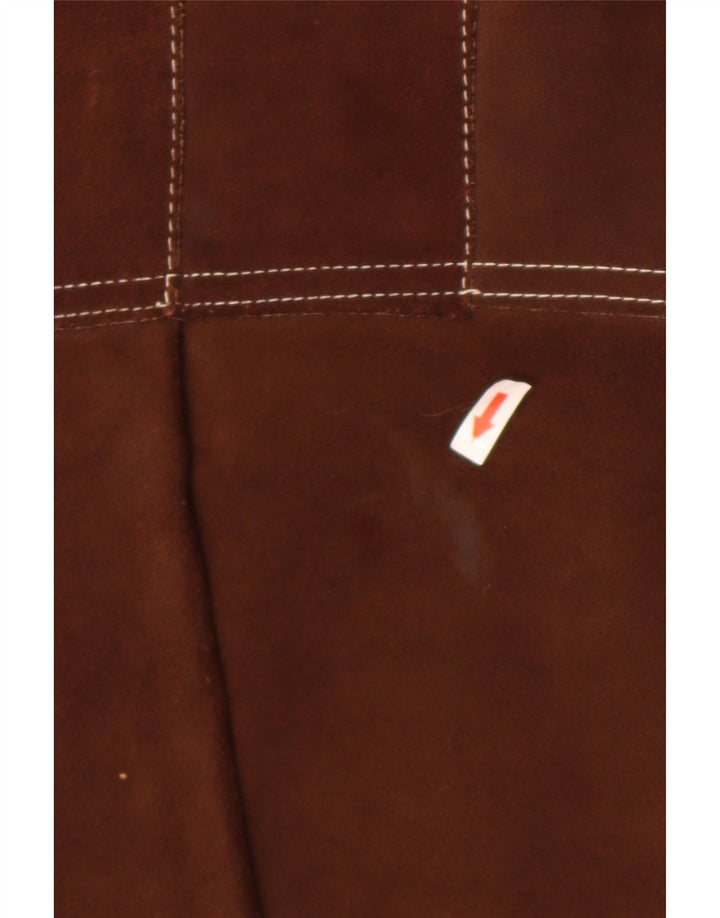 Colete de camurça vintage feminino UK 12 marrom médio