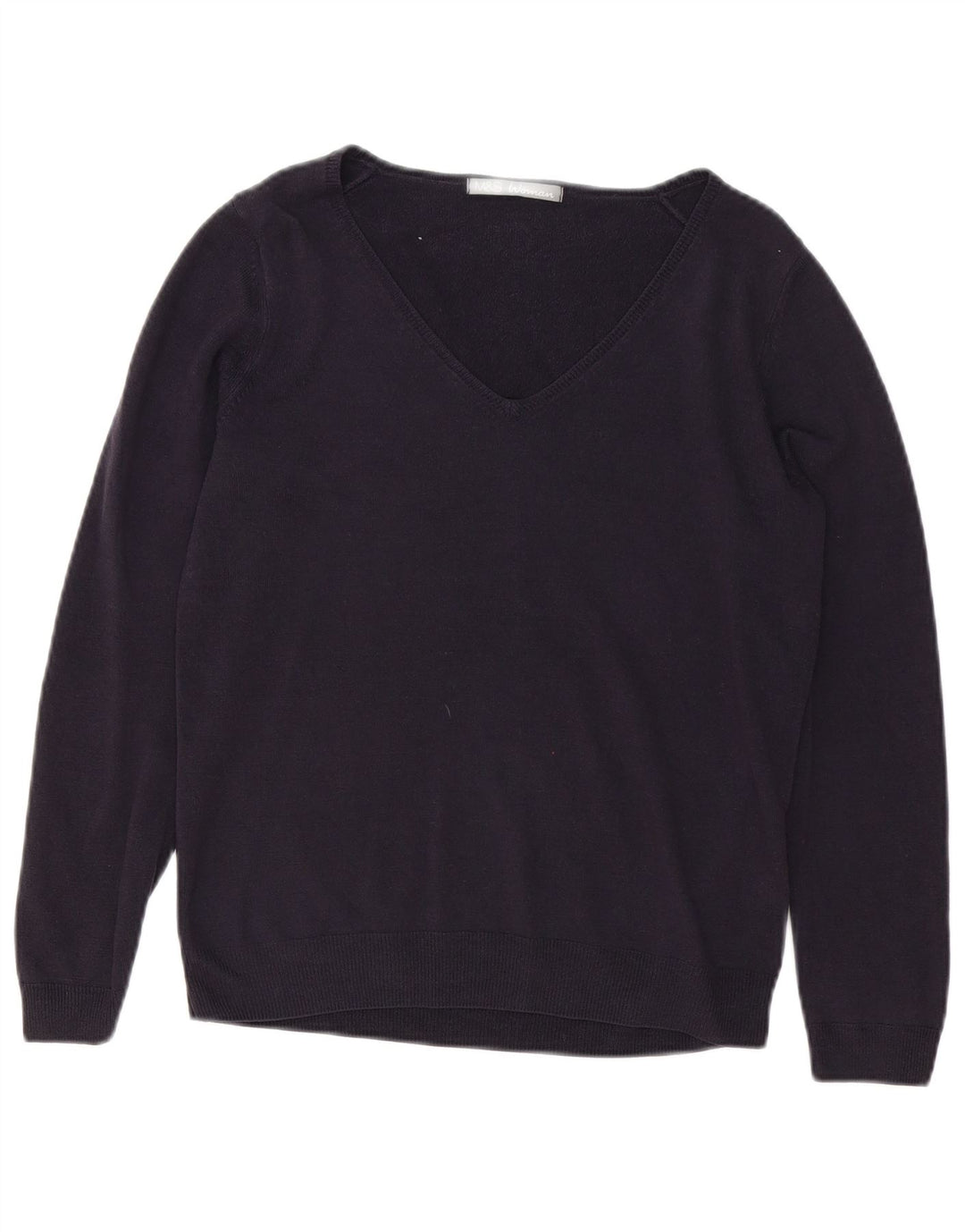 Suéter feminino Marks & Spencer com decote em V Reino Unido 12 médio azul marinho acrílico