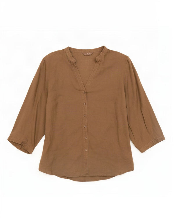 Blusa feminina Marks & Spencer Portfólio manga 3/4 Reino Unido 18 XL marrom