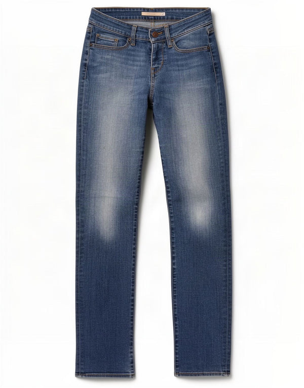 Calça jeans feminina Levi's 714 Straight W25 L32 azul algodão