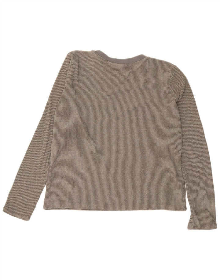 Top feminino Zara manga comprida UK 14 cinza médio