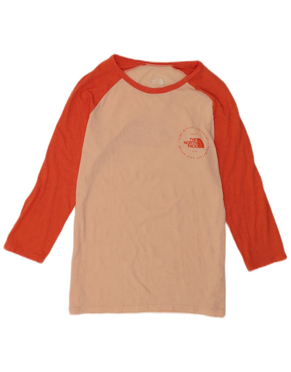 Top gráfico feminino The North Face manga 3/4 Reino Unido 12 bloco colorido rosa médio