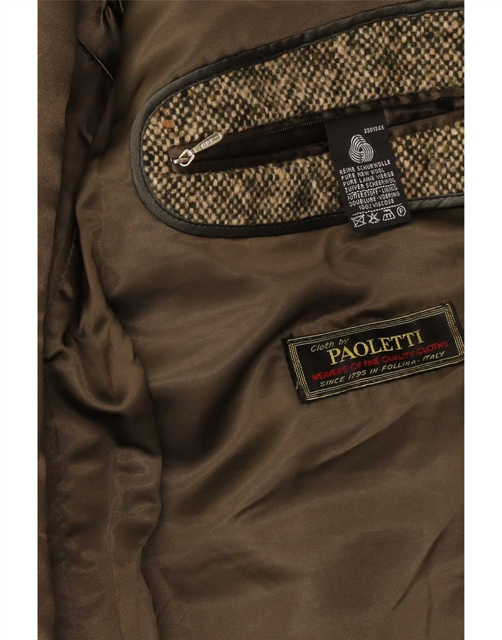 Sobretudo militar masculino vintage Reino Unido 38 lã nova marrom médio