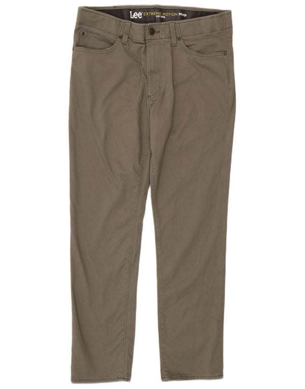Lee Mens Extreme Motion Slim Tapered Calça Casual W34 L30 Algodão Cáqui