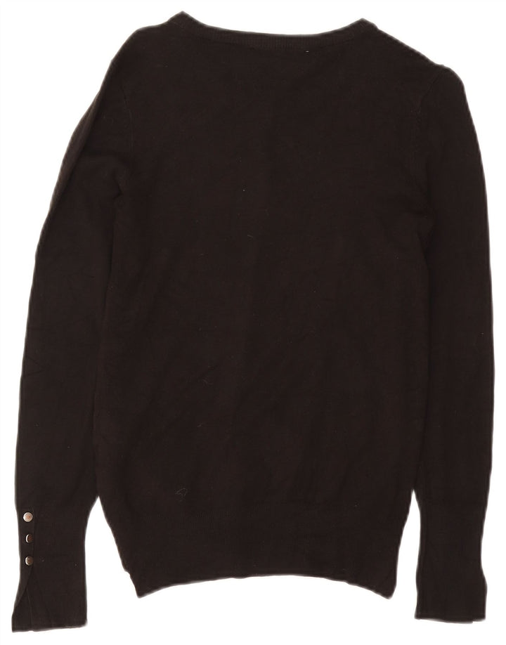 Suéter cardigã feminino Zara Reino Unido 10 pequeno viscose preta