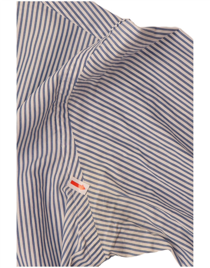 Camisa masculina de ajuste personalizado RALPH LAUREN de algodão listrado azul médio