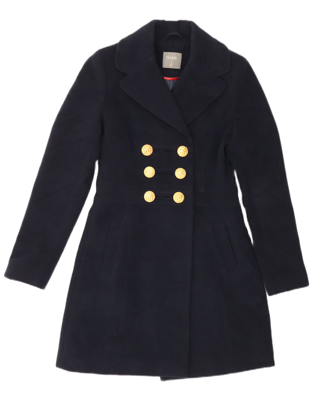 Sobretudo feminino Oasis com peito duplo UK 6 XS azul marinho poliéster