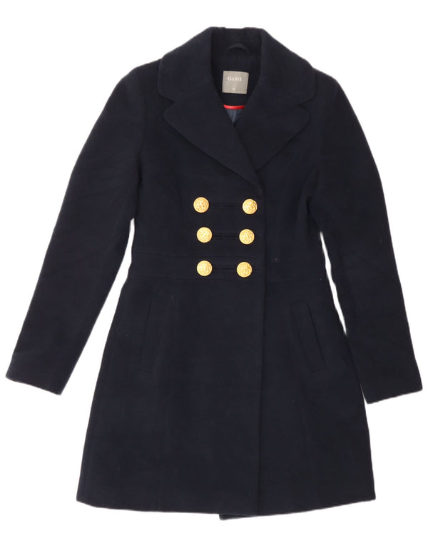 Sobretudo feminino Oasis com peito duplo UK 6 XS azul marinho poliéster