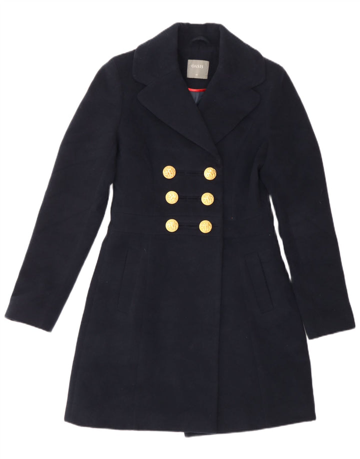 Sobretudo feminino Oasis com peito duplo UK 6 XS azul marinho poliéster