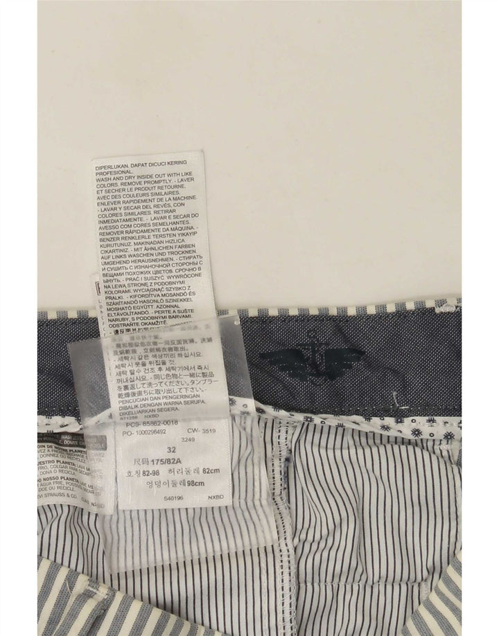 Dockers Mens Chino Shorts W32 Grande Algodão Listrado Cinza
