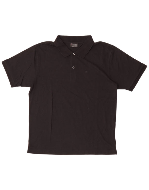 Camisa polo masculina Champion pequena de algodão preto