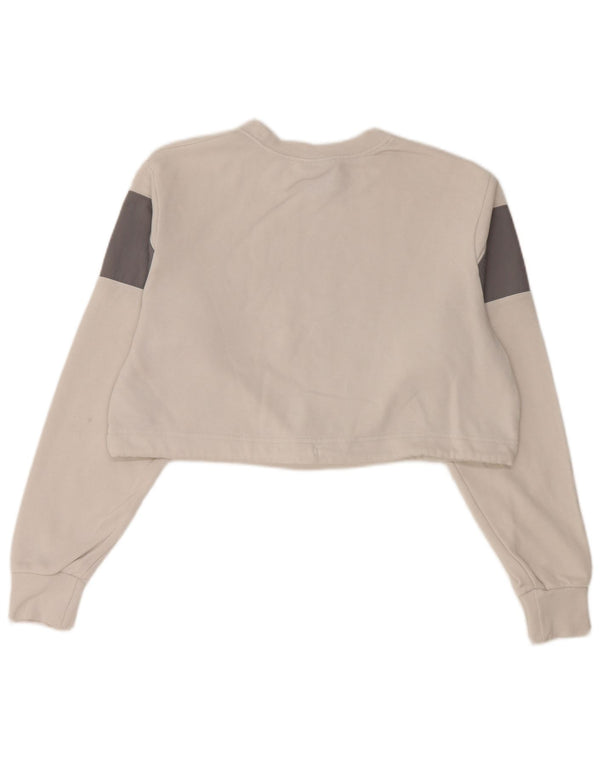 Moletom feminino Nike Crop Graphic Jumper UK 10 pequeno bloco colorido branco