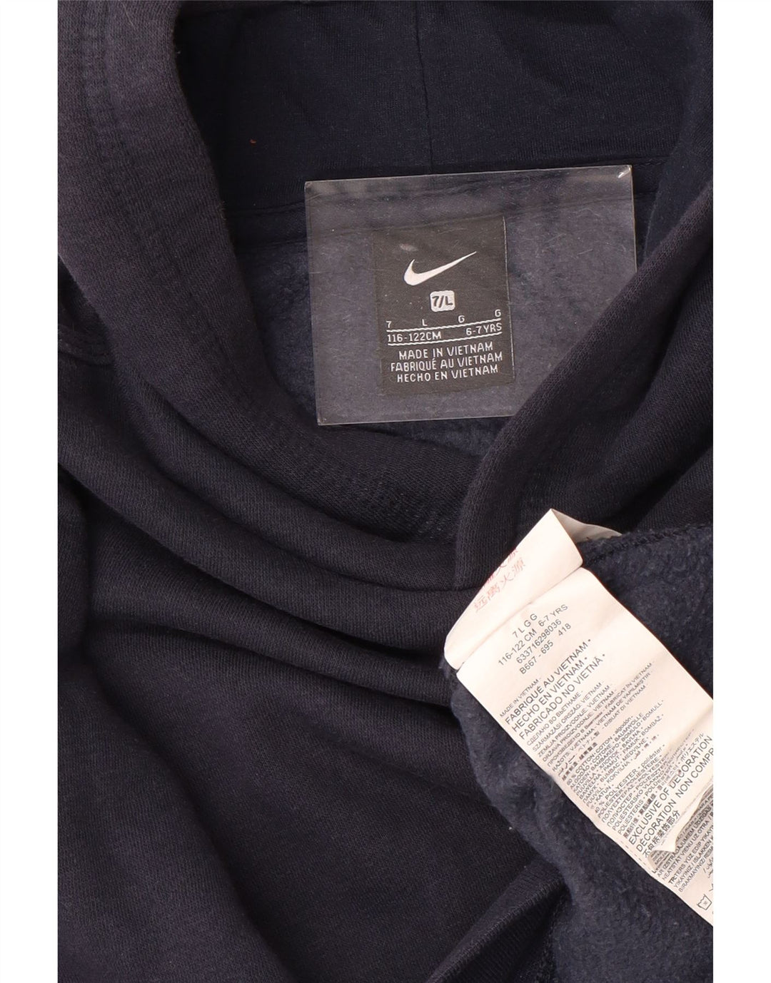 NIKE Meninos moletom com capuz 6-7 anos grande algodão azul marinho