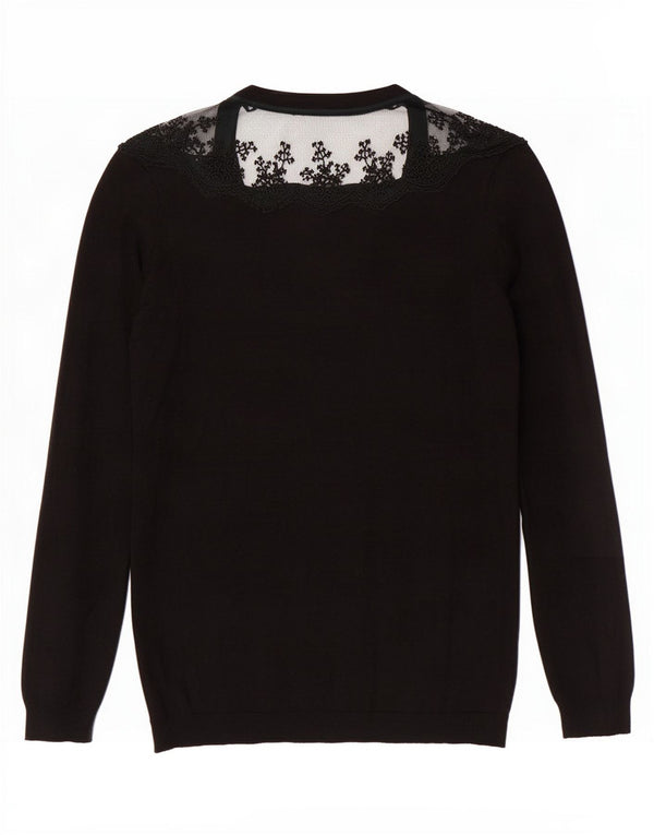 Suéter cardigã feminino Zara Reino Unido 12 viscose floral preta média