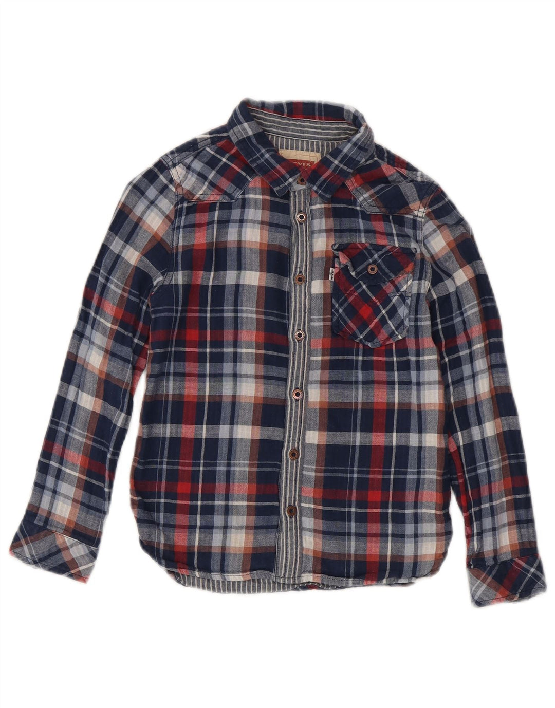 Camisa Levi's Boys San Francisco manga comprida 7-8 anos azul marinho xadrez