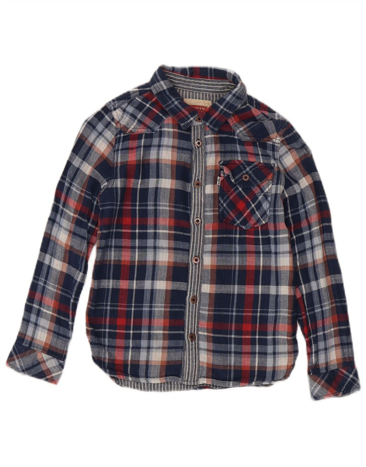 Camisa Levi's Boys San Francisco manga comprida 7-8 anos azul marinho xadrez