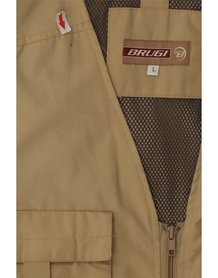 Brugi Mens Utility Gilet UK 40 Grande Poliéster Cáqui