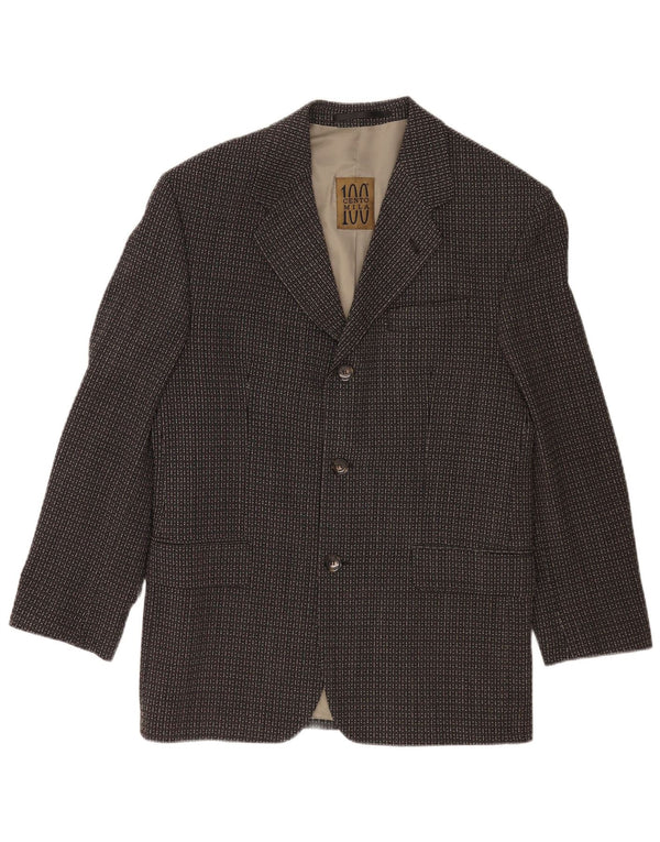 Cento Mila Mens Jaqueta Blazer de 3 Botões EU 48 Médio Preto Geométrico