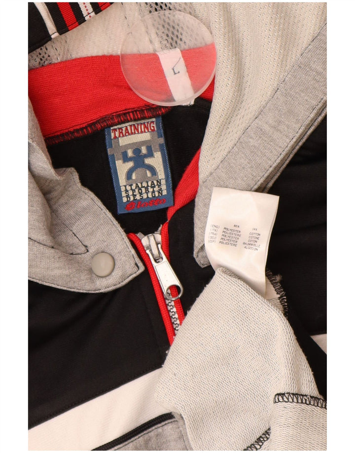 LOTTO Jaqueta masculina com capuz gráfico com capuz grande bloco colorido cinza