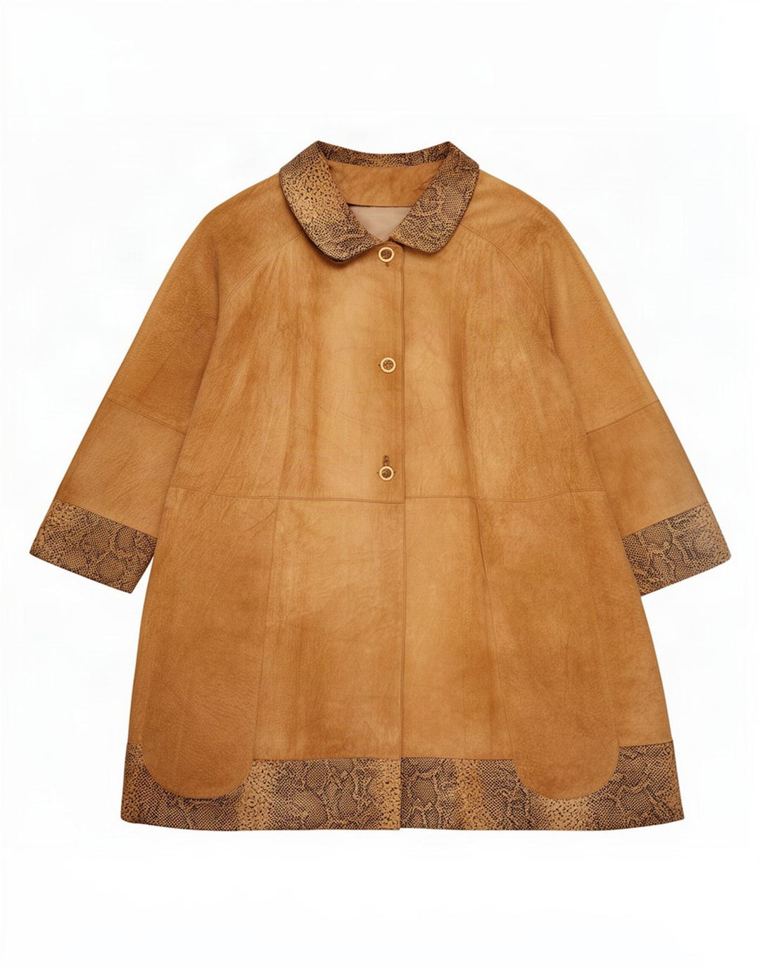 Sobretudo de camurça superdimensionado feminino vintage IT 42 estampa animal marrom médio