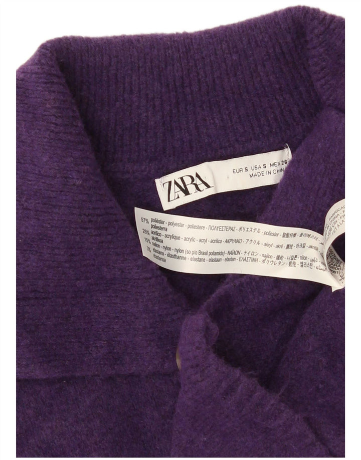 Suéter cardigã feminino Zara Longline UK 10 poliéster roxo pequeno