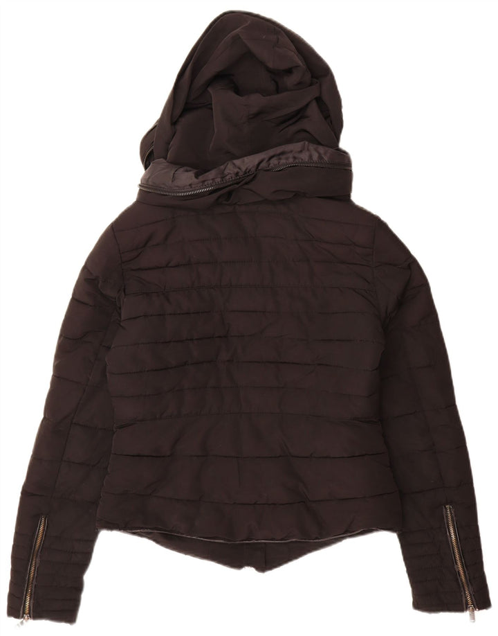 Jaqueta acolchoada com capuz feminina Zara UK 10 pequena preta