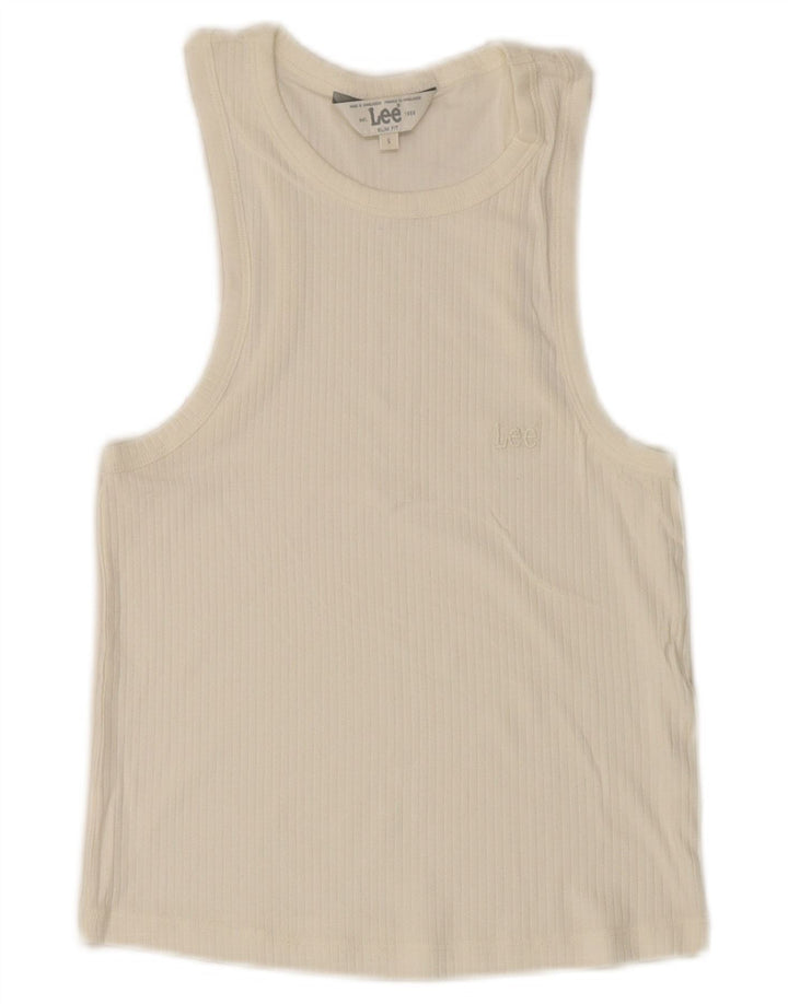 Lee Womens Crop Slim Fit Colete Top Reino Unido 8 Pequeno Branco