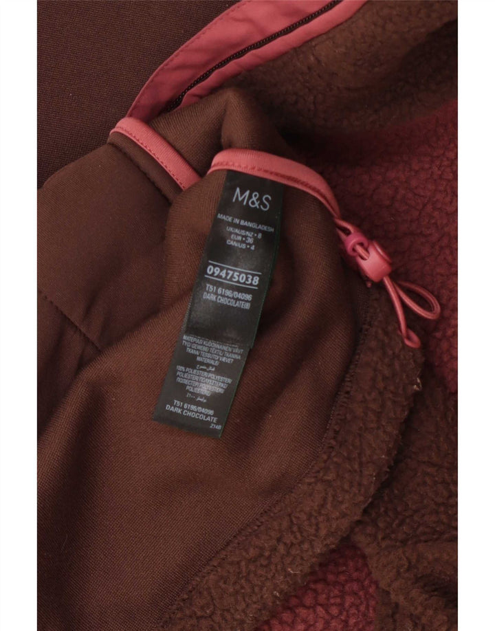 Jaqueta feminina de lã grande Marks & Spencer Reino Unido 8 bloco colorido marrom pequeno