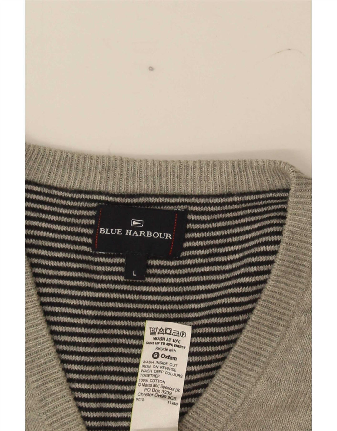 Regata masculina Marks & Spencer Blue Harbor Vest grande algodão cinza