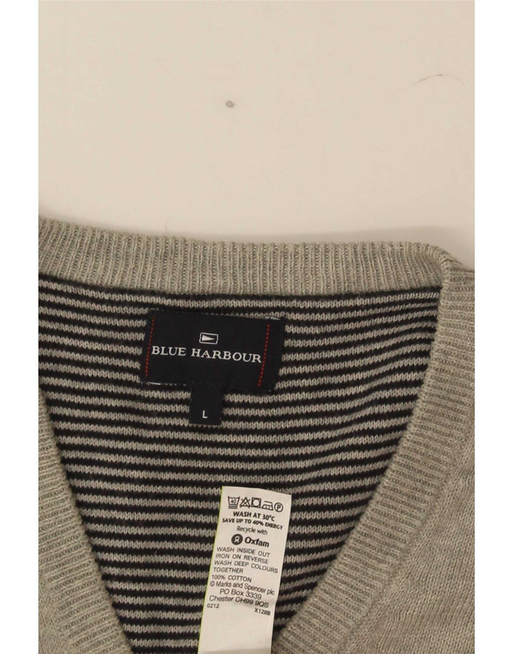 Regata masculina Marks & Spencer Blue Harbor Vest grande algodão cinza