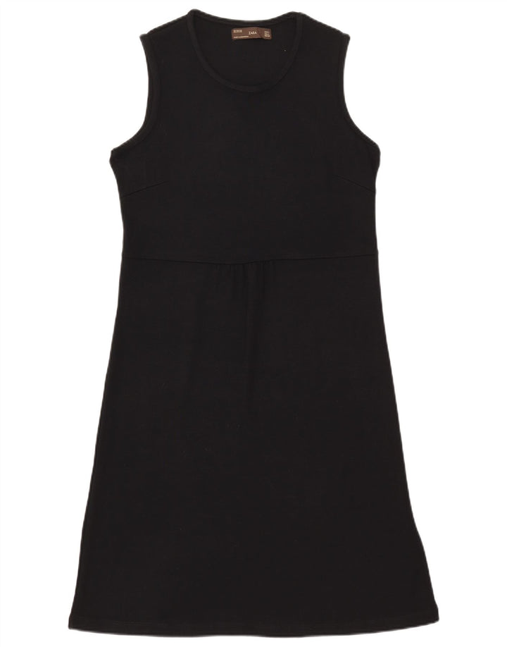 Vestido básico feminino sem mangas Zara Reino Unido 14 grande rayon preto