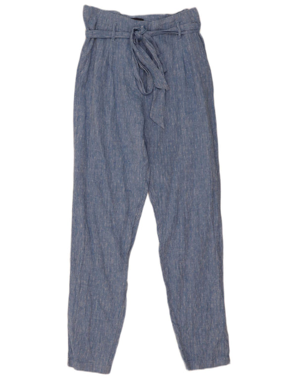 Calça casual feminina de cintura alta Marks & Spencer Reino Unido 8 pequena W29 L31 azul