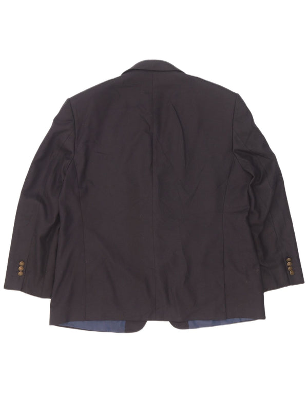 Jaqueta blazer masculina de 2 botões Marks & Spencer Reino Unido 46 XL azul marinho poliéster