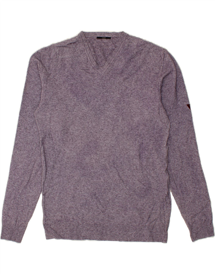 GUESS Womens V-Neck Jumper Sweater UK 22 3XL Purple Vintage Guess and Second-Hand Guess from Messina Hembry 