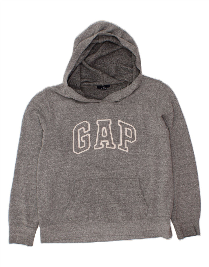 GAP Womens Crop Graphic Hoodie Jumper UK 14 Medium Grey Cotton Vintage Gap and Second-Hand Gap from Messina Hembry 