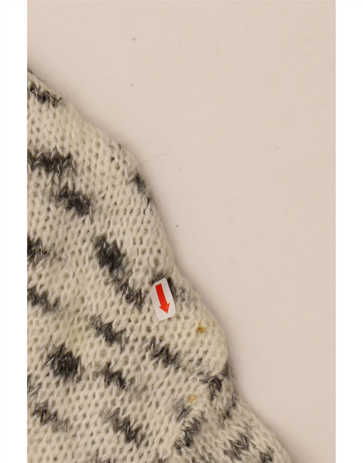 ZARA Suéter feminino com gola redonda, Reino Unido 16, grande, branco manchado