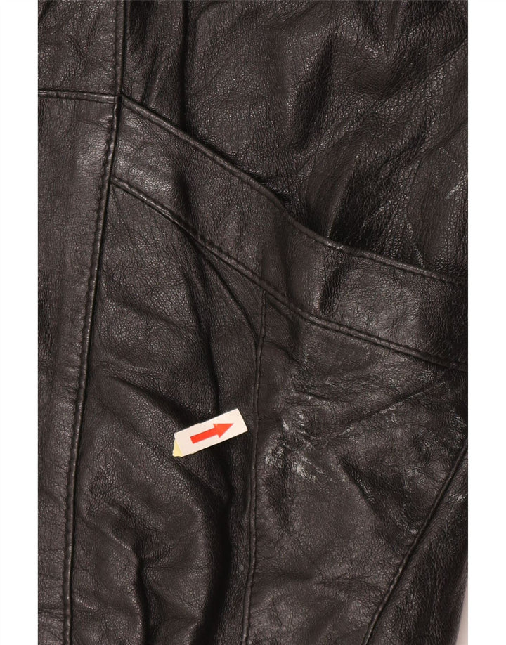 Jaqueta de couro oversized feminina vintage EU 50 XL preta