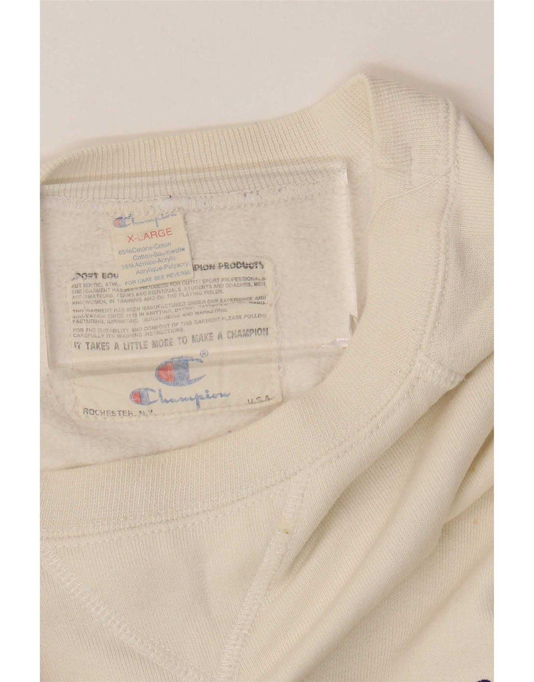 Campeão masculino gráfico moletom jumper XL algodão branco
