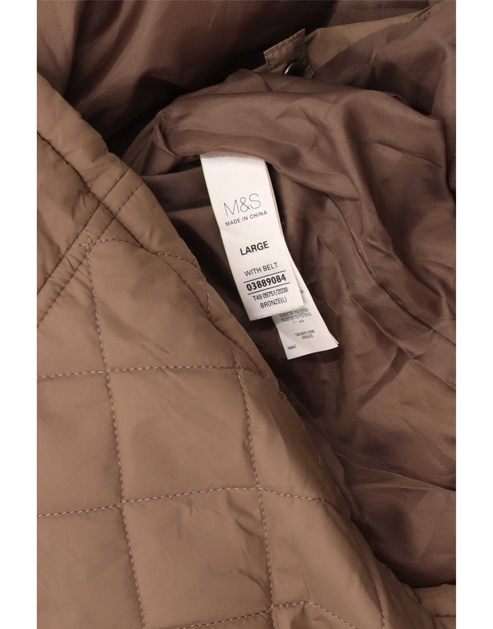 Casaco acolchoado com capuz feminino Marks & Spencer Reino Unido 16 grande poliamida marrom