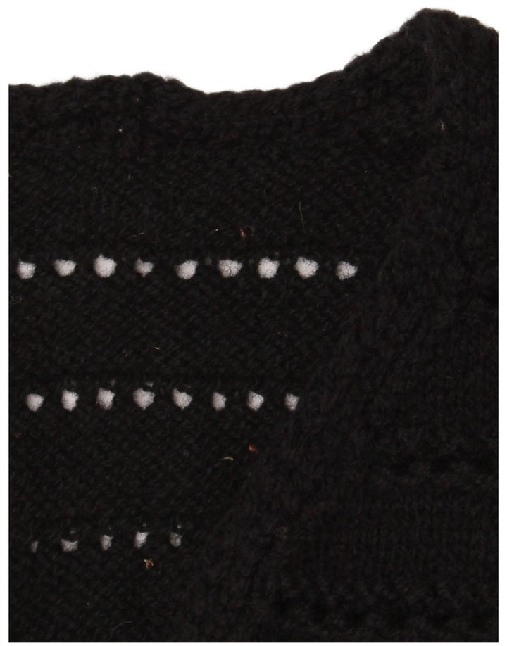 Suéter cardigã feminino vintage sem mangas Reino Unido 12 médio preto