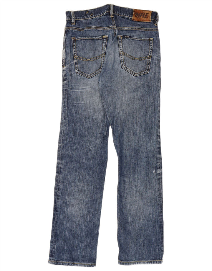 Rifle feminino jeans reto W30 L29 algodão azul