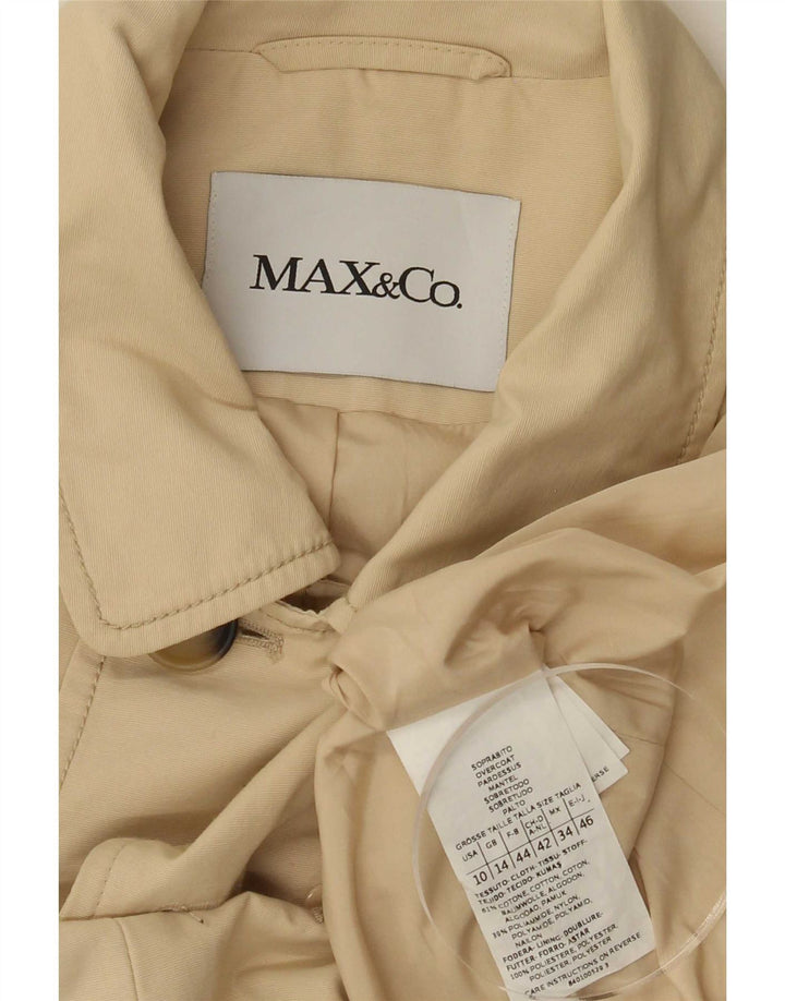 Casaco feminino Pea Coat UK 14 grande algodão bege Max & Co.