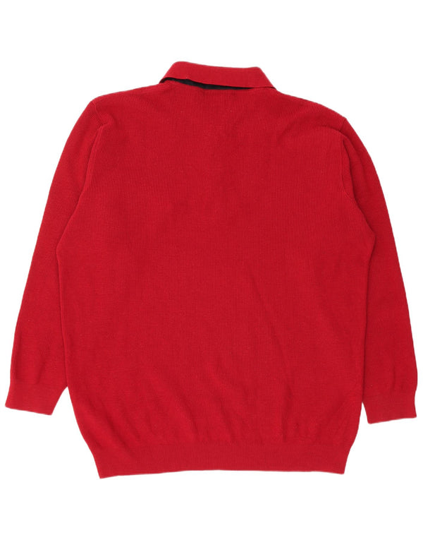 Suéter masculino Navigare com gola polo 5XL lã Merino vermelha
