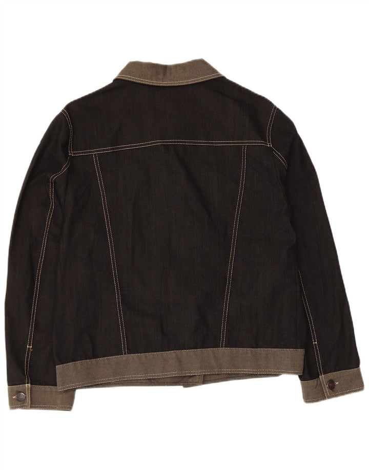 Jaqueta jeans feminina CARLA FERRONI Reino Unido 14 algodão colorblock preto médio